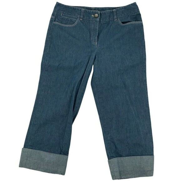 Ann Taylor Jeans Women's Size 8 Medium Wash Rolled Up Button Hem Pockets Denim - Picture 3 of 9